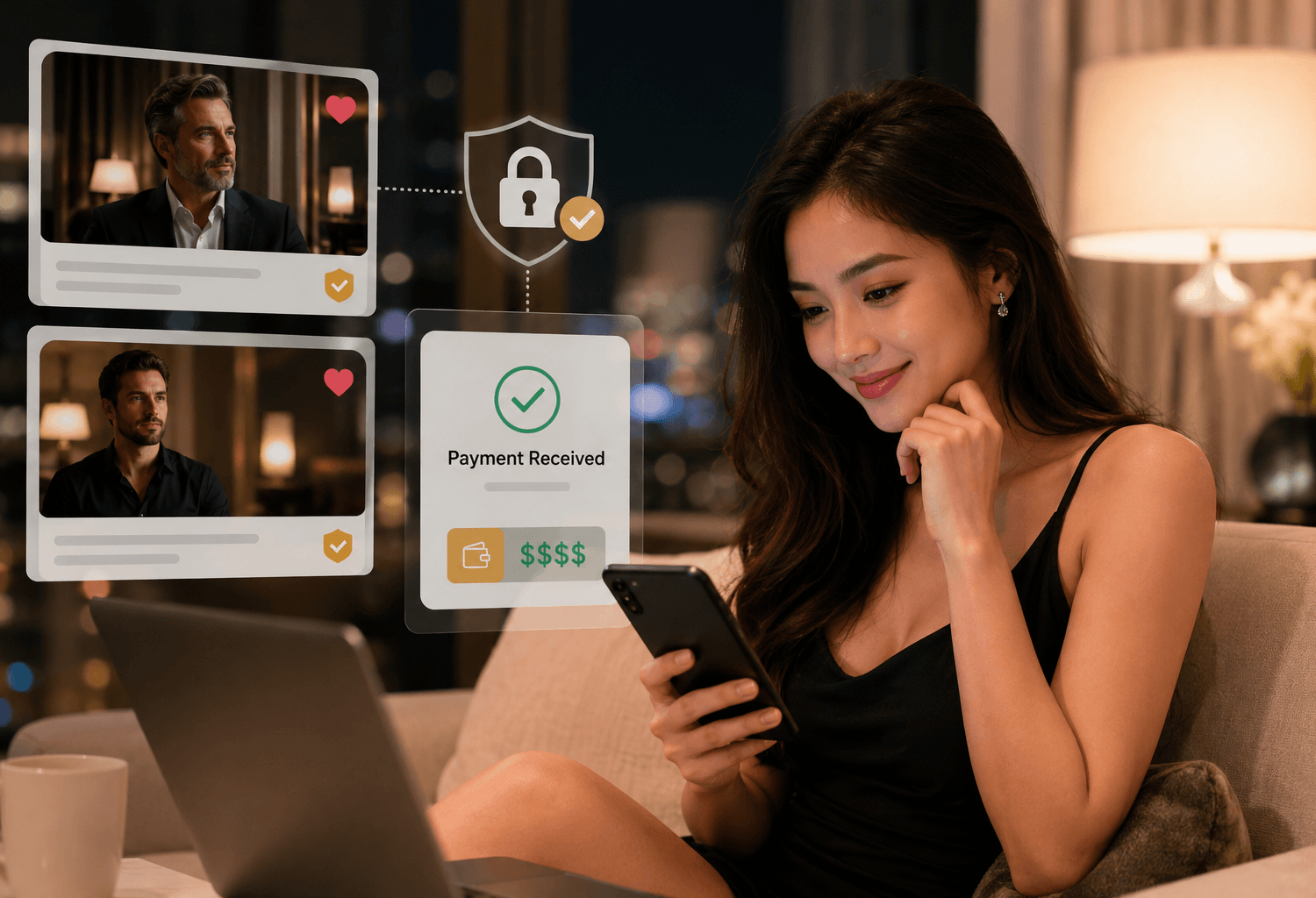 Top Sugar Daddy Apps That Send Money Without Meeting › Sugarbook | The #1 Sugar Daddy & Sugar Baby Dating website to meet Sugar Daddies & Sugar Babies. Build relationships, discuss allowances and get paid instantly. Young woman using a sugar daddy app with secure profile verification and online payment confirmation