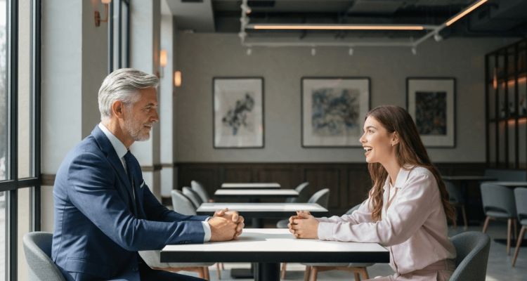 sugar-daddy-meeting-young-woman-luxury-cafe-lifestyle-us › Sugarbook | The #1 Sugar Daddy & Sugar Baby Dating website to meet Sugar Daddies & Sugar Babies. Build relationships, discuss allowances and get paid instantly. Mature sugar daddy and attractive young woman enjoying a luxury café date, discussing lifestyle arrangements in the US