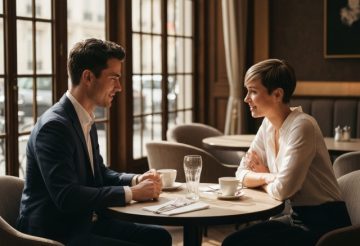 Young professional Sugar Daddy on a coffee date with a stylish Sugar Baby in the U.S.