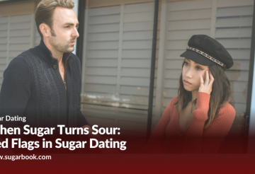 A Sugar Baby and Sugar Daddy having a tense conversation, symbolizing emotional distance and red flags in modern Sugar dating.