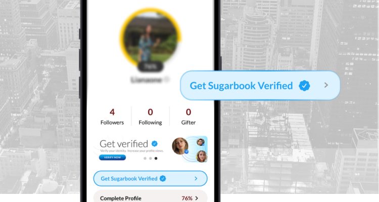 Sugarbook face verification badge showing a verified sugar dating profile