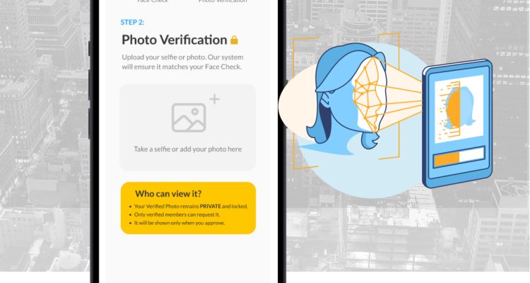 Sugarbook photo verification screen showing private face matching step