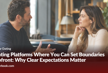 Adult couple discussing dating boundaries over coffee for a Sugarbook article