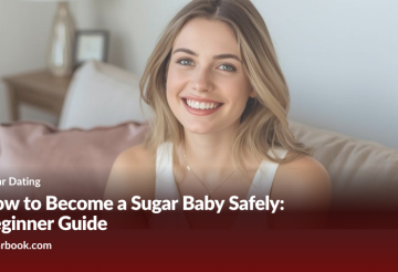 Smiling woman sits on a couch; hero image for the article “How to Become a Sugar Baby Safely: Beginner Guide” on Sugar Dating.