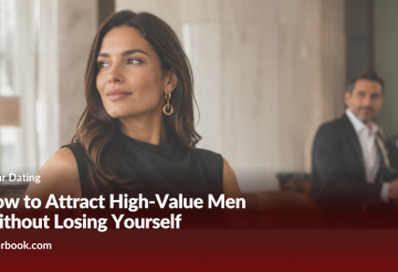 How to Attract High-Value Men Without Losing Yourself › Sugarbook | The #1 Sugar Daddy & Sugar Baby Dating website to meet Sugar Daddies & Sugar Babies. Build relationships, discuss allowances and get paid instantly. Hero image for a dating article: woman in a black sleeveless top in the foreground, man in a suit blurred in the background, with the headline about attracting high-value men.