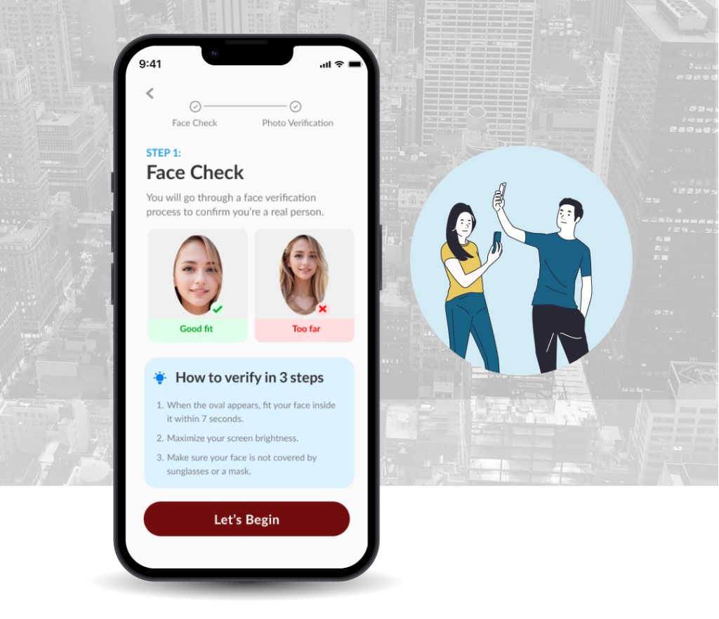 Sugarbook 臉部驗證第一步畫面,透過臉部檢測確認使用者為真人