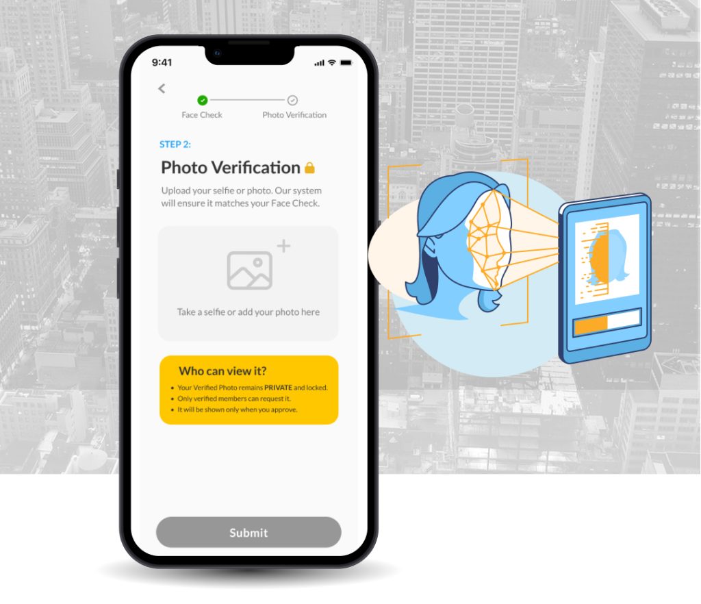 Sugarbook 照片驗證流程畫面,系統比對使用者照片與臉部驗證結果